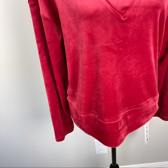 NWT RBX Red Velvet Velour Long Sleeve Mock Neck Active Jacket Sweater - Picture 4 of 10